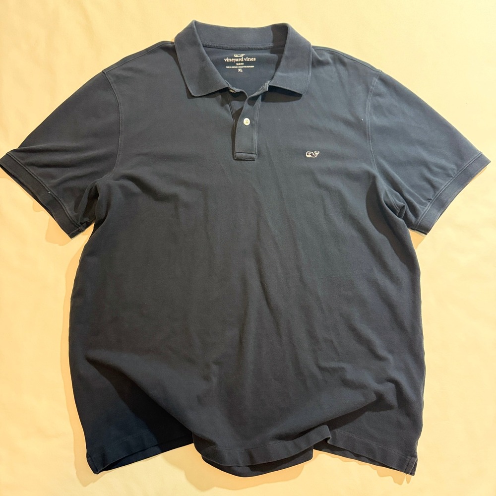 Vineyard Vines Polo Shirt Men XL Navy Blue Slim Fit Short Sleeve 2015 Preppy